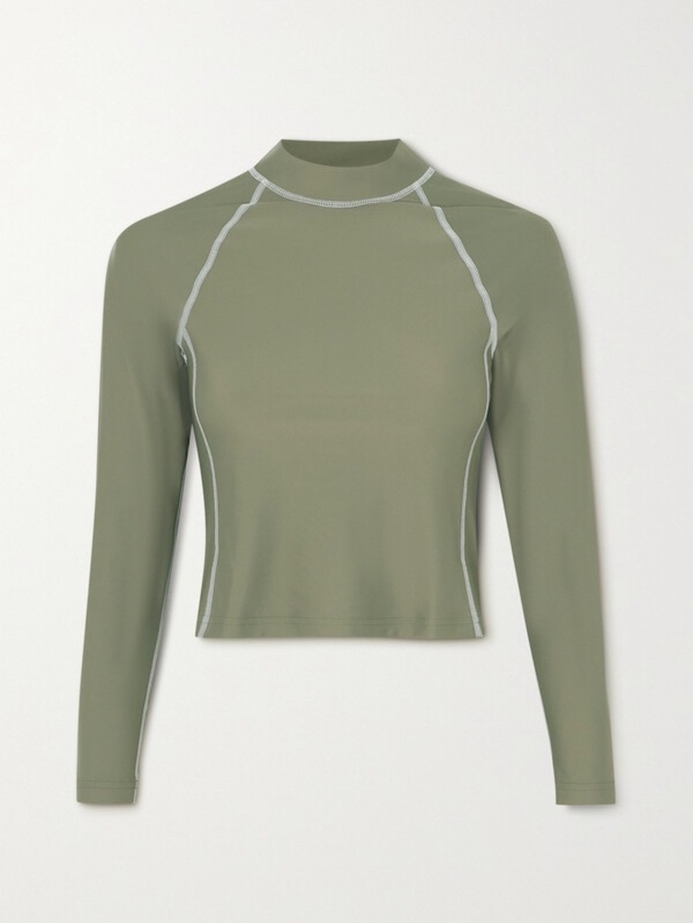 Outdoor Voices x Net-A-Porter Cropped Topstitched Recycled Splashknit LS Top